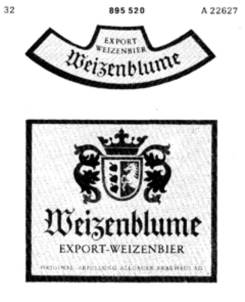 Weizenblume EXPORT-WEIZENBIER Logo (DPMA, 07/29/1971)