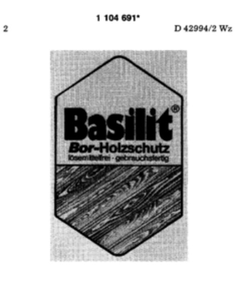 Basilit  Bor-Holzschutz lösemittelfrei   gebrauchsfertig Logo (DPMA, 02/07/1987)