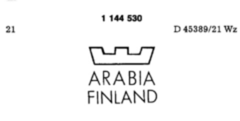 ARABIA FINLAND Logo (DPMA, 21.10.1988)