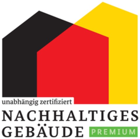NACHHALTIGES GEBÄUDE PREMIUM unabhängig zertifiziert Logo (DPMA, 29.09.2023)