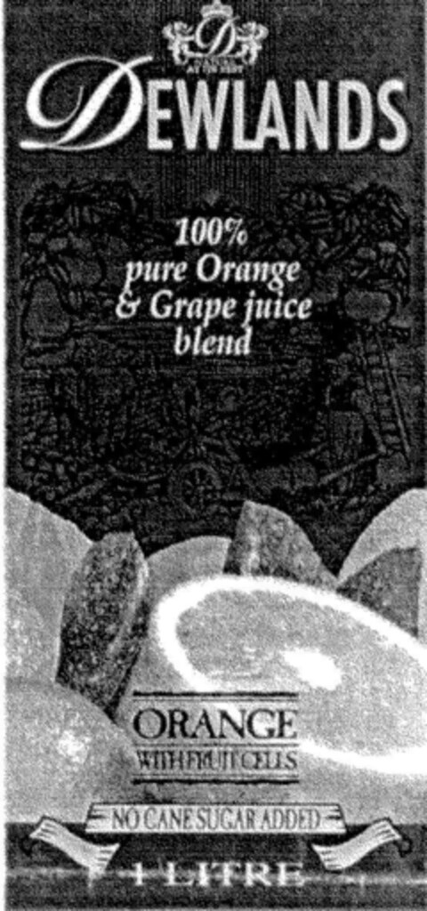 DEWLANDS 100 % pure Orange & Grape juice blend Logo (DPMA, 23.01.1997)