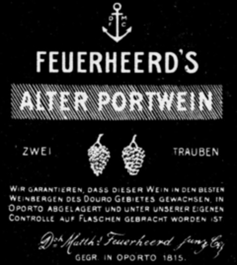 FEUERHEERD'S ALTER PORTWEIN ZWEI TRAUBEN Logo (DPMA, 11/30/1911)