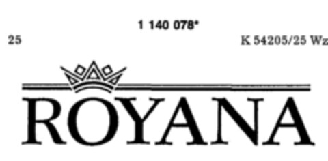 ROYANA Logo (DPMA, 01.04.1989)