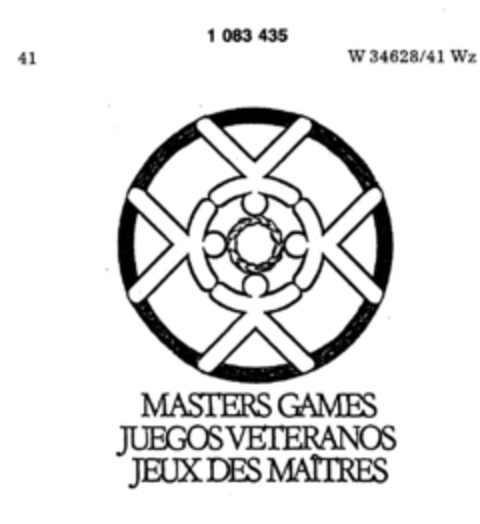 MASTERS GAMES JUEGOS VETERANOS JEUX DES MAITRES Logo (DPMA, 15.11.1984)