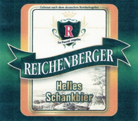 Gebraut nach dem deutschen Reinheitsgebot R La Pureté requise REICHENBERGER Helles Schankbier Logo (DPMA, 24.01.2013)