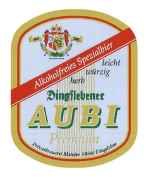 Alkoholfreies Spezialbier leicht würzig herb Dingslebener AUBI Premium Logo (DPMA, 06/04/2018)