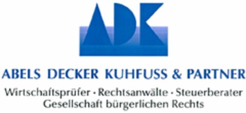 ABELS DECKER KUHFUSS & PARTNER  Wirtschaftsprüfer Rechtsanwälte Steuerberater Gesellschaft bürgerlichen Rechts Logo (DPMA, 06.07.2005)