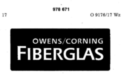 OWENS/CORNING FIBERGLAS Logo (DPMA, 01/19/1978)