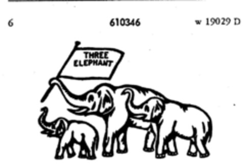 THREE ELEPHANT Logo (DPMA, 21.06.1949)