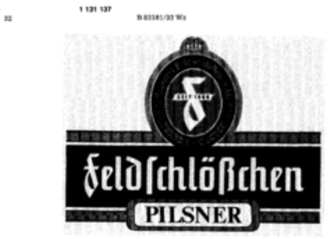Feldschlößchen PILSENER Logo (DPMA, 04.12.1987)