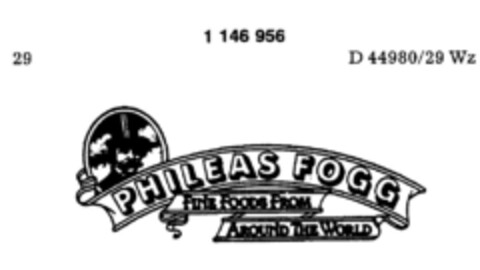 PHILEAS FOGG FINE FOODS FROM AROUND THE WORLD Logo (DPMA, 25.07.1988)