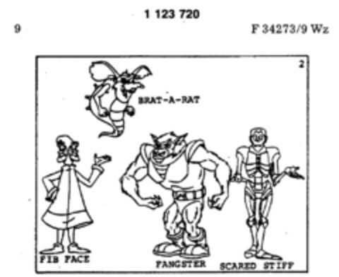 BRAT-A-RAT FIB FACE FANGSTER SCARED STIFF Logo (DPMA, 14.03.1986)