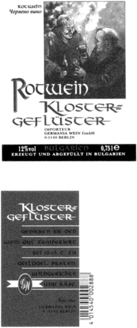 KLOSTER GEFLUESTER Logo (DPMA, 03.04.1992)