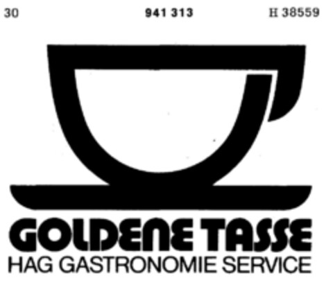 GOLDENE TASSE HAG GASTRONOMIE SERVICE Logo (DPMA, 23.07.1973)