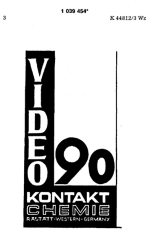 VIDEO 90 KONTAKT CHEMIE Logo (DPMA, 07/13/1982)