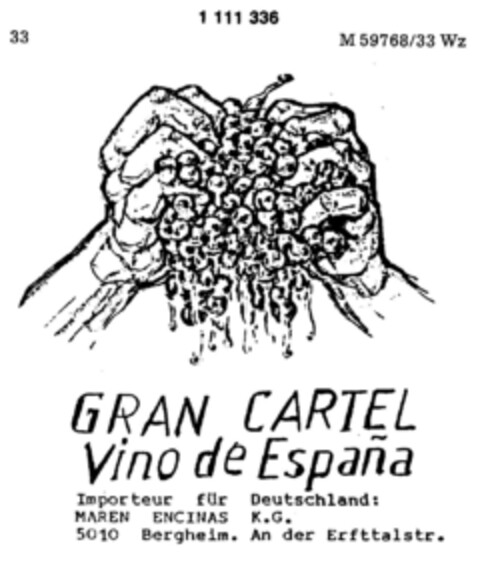 GRAN CARTEL Vino de España Logo (DPMA, 12/06/1986)