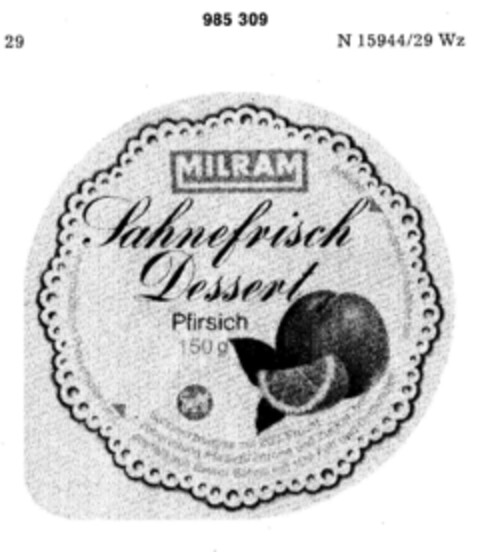 MILRAM Sahnefrisch Logo (DPMA, 08/09/1978)