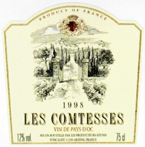 1998 LES COMTESSES VIN DE PAYS D'OC Logo (DPMA, 03/19/2001)