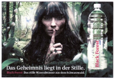 Das Geheimnis liegt in der Stille. Black Forest Das stille Mineralwasser aus dem Schwarzwald. Logo (DPMA, 29.02.2008)