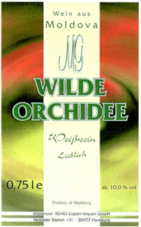 Wein aus Moldova WILDE ORCHIDEE Weißwein Lieblich Logo (DPMA, 29.01.2004)