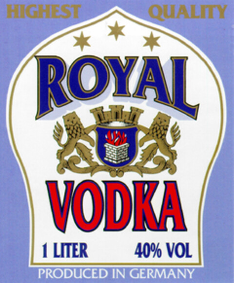 ROYAL VODKA HIGHEST QUALITY Logo (DPMA, 08.02.1995)