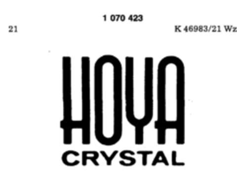 HOYA CRYSTAL Logo (DPMA, 04/17/1984)