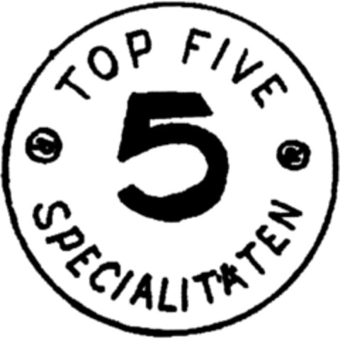 TOP FIVE SPECIALITÄTEN Logo (DPMA, 15.02.1994)