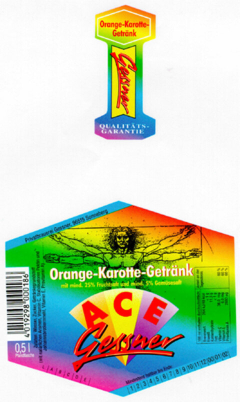 ACE Gessner Orange-Karotte-Getränke Logo (DPMA, 16.04.1999)