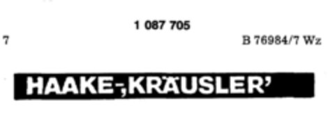 HAAKE-,KRÄUSLER' Logo (DPMA, 17.05.1985)