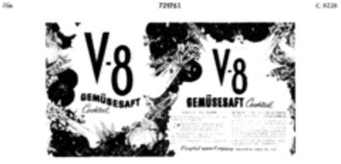 V-8 GEMÜSESAFT Cocktail Logo (DPMA, 11.08.1958)