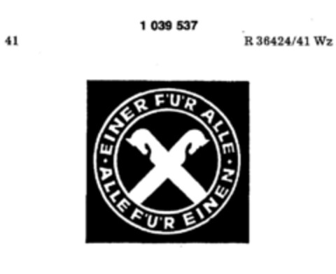 EINER FÜR ALLE   ALLE FÜR EINEN Logo (DPMA, 04/02/1979)