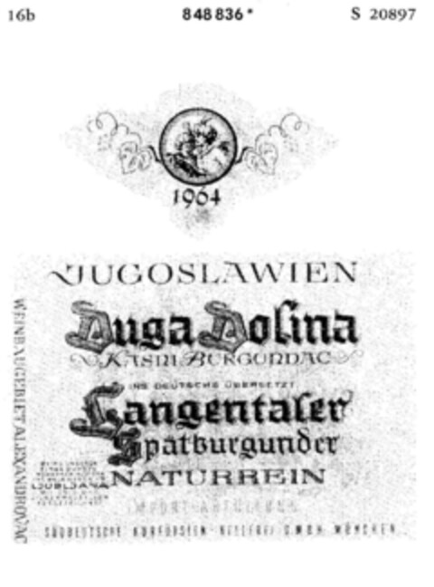 Duga Dolina Langentaler Spätburgunder NATURREIN Logo (DPMA, 25.03.1968)