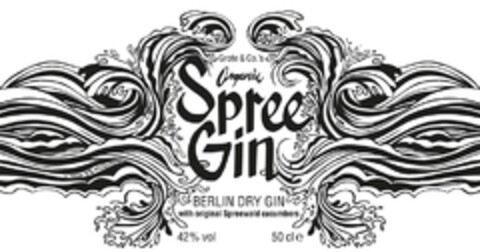 Grote & Co.'s Organic Spree Gin BERLIN DRY GIN with original Spreewald cucumbers Logo (DPMA, 30.11.2016)