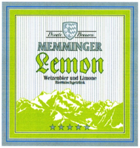 Private Brauerei MEMMINGER Lemon Weizenbier und Limone Biermischgetränk Logo (DPMA, 05/16/2007)