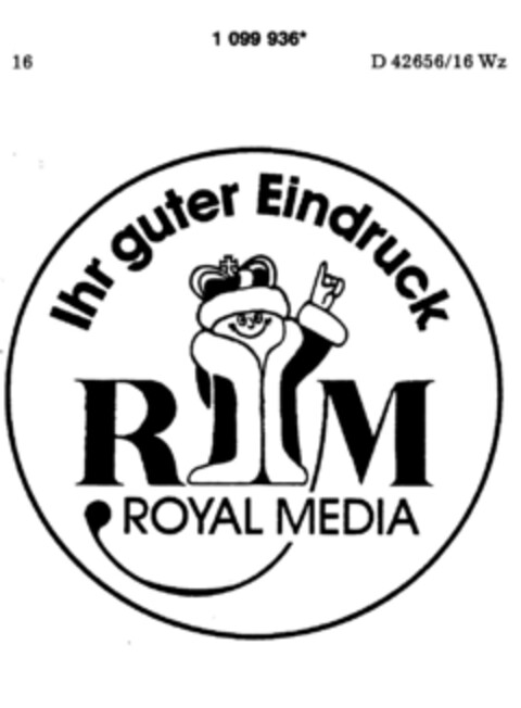 Ihr guter Eindruck RM ROYAL MEDIA Logo (DPMA, 22.10.1986)