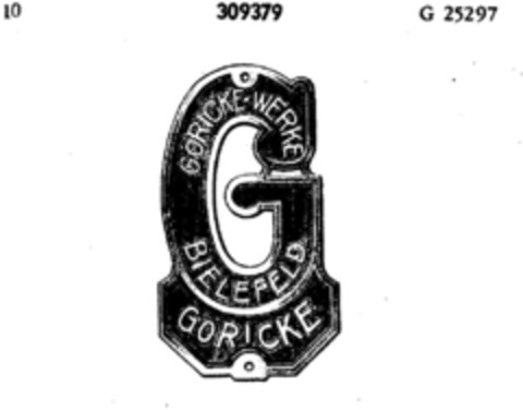 G GÖRICKE-WERKE BIELEFELD Logo (DPMA, 15.09.1923)