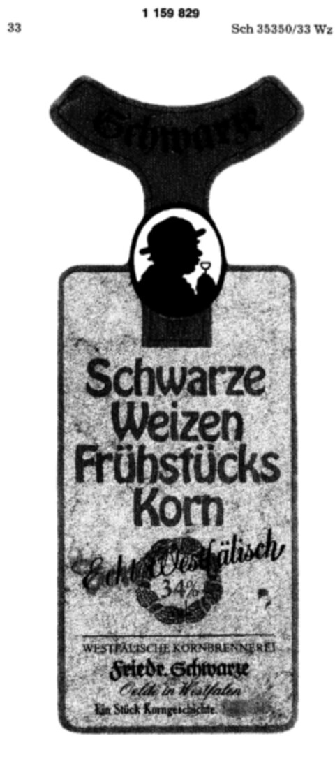 Schwarze Weizen Frühstücks Korn Echt Westfälisch WESTFÄLISCHE KORNBRENNEREI Logo (DPMA, 31.05.1989)