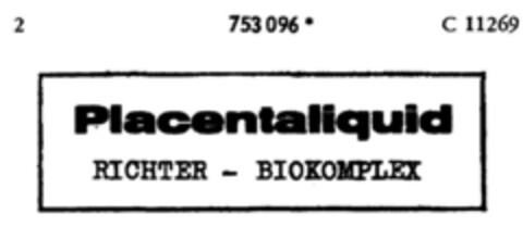 Placentaliquid RICHTER - BIOKOMPLEX Logo (DPMA, 07.06.1961)