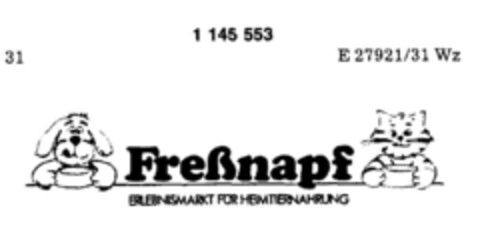 Freßnapf ERLEBNISMARKT FÜR HEIMTIERNAHRUNG Logo (DPMA, 09/06/1988)