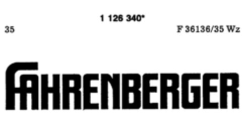 FAHRENBERGER Logo (DPMA, 27.02.1988)