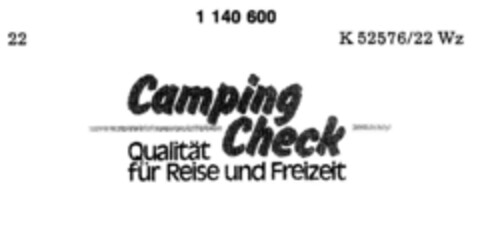 Camping Check Qualität für Reise und Freizeit Logo (DPMA, 03/24/1988)