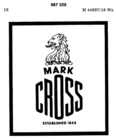 MARK CROSS Logo (DPMA, 05.07.1978)