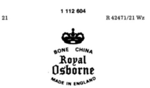BONE CHINA Royal Osborne MADE IN ENGLAND Logo (DPMA, 26.10.1984)