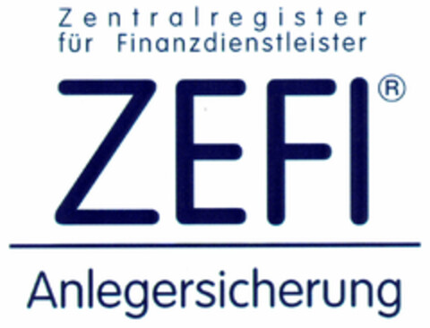 Zentralregister für Finanzdienstler ZEFI Anlegersicherung Logo (DPMA, 12.04.2000)