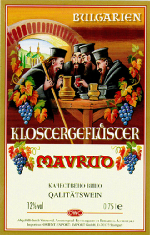 BULGARIEN KLOSTERGEFLÜSTER Logo (DPMA, 06.10.1997)