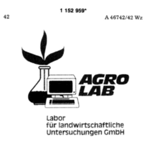 AGRO LAB Labor für landwirtschaftliche Untersuchungen GmbH Logo (DPMA, 07/27/1989)