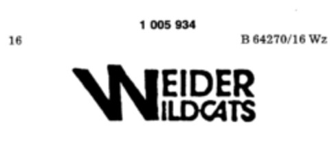 WEIDER WILDCATS Logo (DPMA, 06.10.1979)