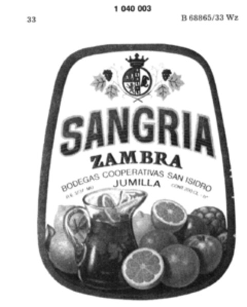 SANGRIA ZAMBRA Logo (DPMA, 18.09.1981)