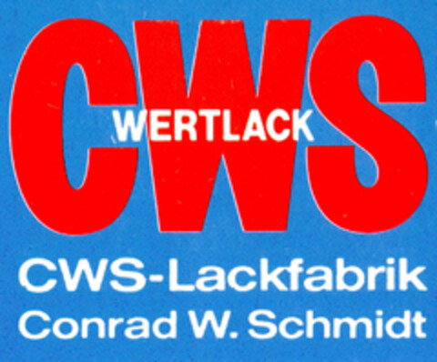 CWS WERTLACK CWS-Lackfabrik Conrad W.Schmidt Logo (DPMA, 01.09.1982)