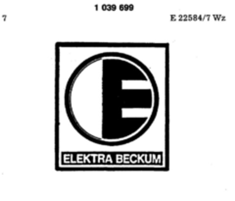 ELEKTRA BECKUM Logo (DPMA, 14.11.1981)